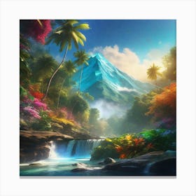 Waterfall In The Jungle 43 Canvas Print