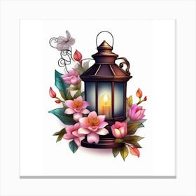 Lantern With Flowers Canvas Print