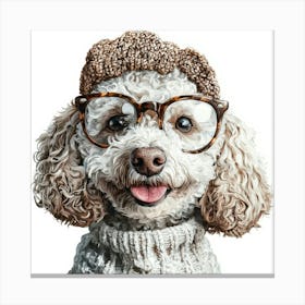 Poodle With Glasses 4 Canvas Print