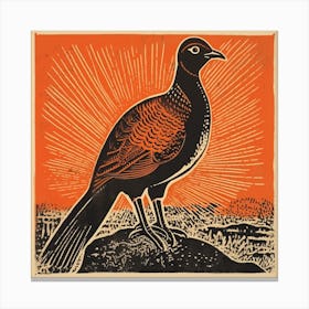 Retro Bird Lithograph Pheasant 7 Canvas Print