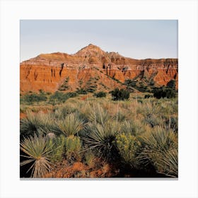 Red Rock Mountains Square Canvas Print