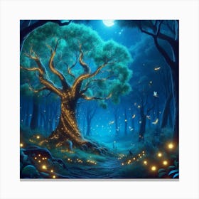 Fireflies In The Forest Canvas Print