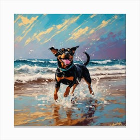 Dachshund On The Beach Canvas Print