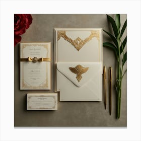 Gold Wedding Stationery Canvas Print