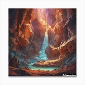 Waterfall In The Canyon Canvas Print