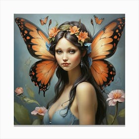 Fairy With Butterfly Wings Art Print 2 Canvas Print