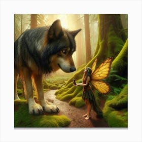 The Wolf And The Fairy 2 Canvas Print