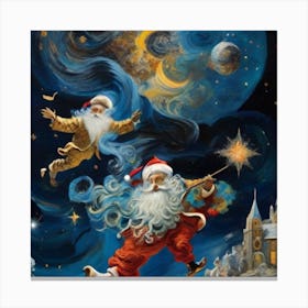 Santa Claus Flying Canvas Print