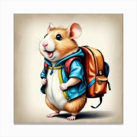 Hamster With Backpack 7 Canvas Print