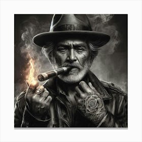 Man Smoking A Cigar 2.0 Canvas Print