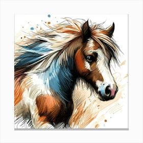 Little Pony In Creative Color Portrait Drawing 1 Canvas Print