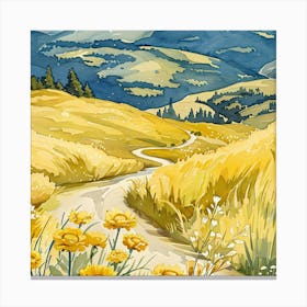 Yellow Flowers In The Meadow Canvas Print