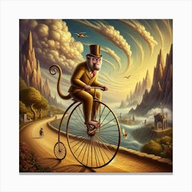 Monkey On A Bicycle Canvas Print