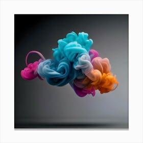 Abstract Long Cloud Of Colourful Smoke On A Grey (1) Canvas Print