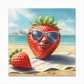 Strawberry On The Beach 3 Canvas Print