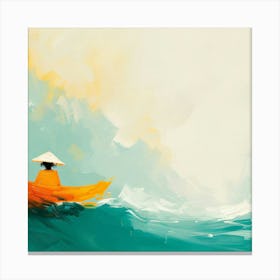 Orange Boat In The Sea Canvas Print