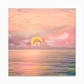 Graphic Sun In The Ocean Square Canvas Print