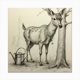 Deer Watering Can 3 Canvas Print