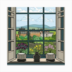 Window View Of Edinburgh Scotland In The Style Of William Morris 2 Canvas Print