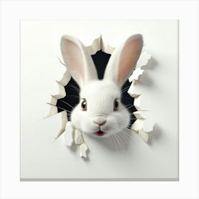 Rabbit Peeking Out Of A Hole 4 Canvas Print