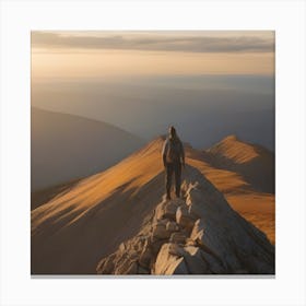 Man Standing On Top Of A Mountain 1 Canvas Print