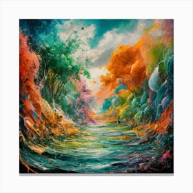 A stunning oil painting of a vibrant and abstract watercolor 8 Canvas Print
