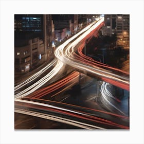 Long Exposure Of City Lights Canvas Print