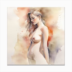Nude Woman Watercolour Painting 1 Canvas Print