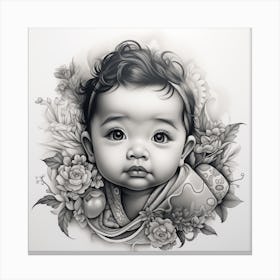 Asian Baby drawing Canvas Print