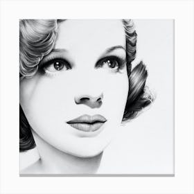 Judy Garland The Wizard of Oz Pencil Drawing Portrait Minimal Black and White Canvas Print