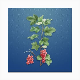 Vintage Redcurrant Plant Botanical on Bahama Blue Pattern Canvas Print