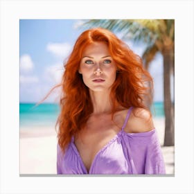 Beautiful Woman On The Beach 1 Canvas Print