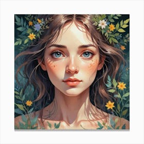 Girl With Flowers 1 Canvas Print