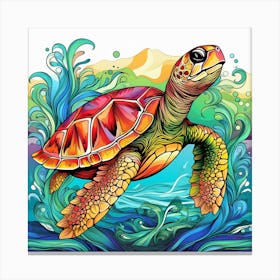 Turtle In The Sea Canvas Print