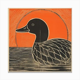 Retro Bird Lithograph Mallard Duck 2 Canvas Print