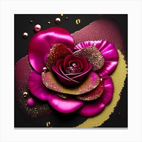 Pink Rose On Black Background Canvas Print