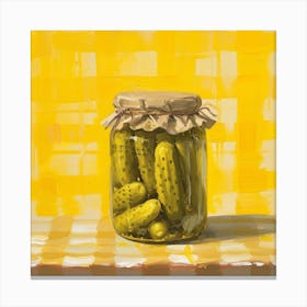Pickles In A Jar Yellow Checkerboard Canvas Print