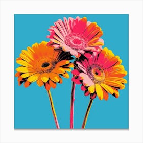 Andy Warhol Style Pop Art Flowers Daisy 3 Square Canvas Print