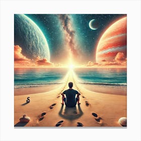 Man Looking At Planets.AI Canvas Print