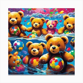 Teddy Bears In The Water 3 Canvas Print