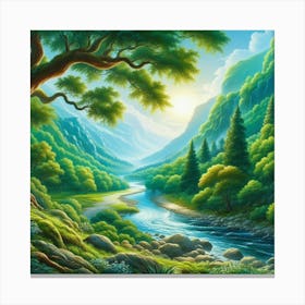 River In The Forest 12 Canvas Print