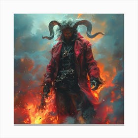 Devil In Flames Canvas Print