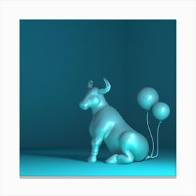 Neon Turquoise Bull With Balloon Tail Canvas Print