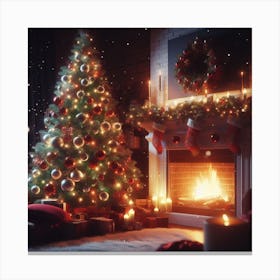 Christmas Tree In The Living Room 1 Canvas Print