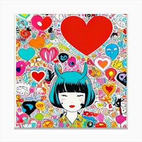 Girl With Heart Canvas Print