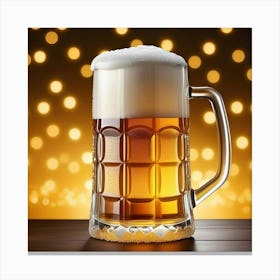 Beer Mug On A Wooden Table Canvas Print
