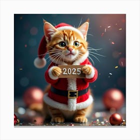 Flux Dev Vibrant Orange Tabby Cat Wearing A Miniature Santa Cl 3 Canvas Print