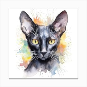 Black Oriental Cat Portrait Canvas Print