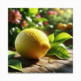 Lemon On A Wooden Table Canvas Print