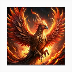 A Majestic Phoenix Rising From A Blaze Of Fire Canvas Print